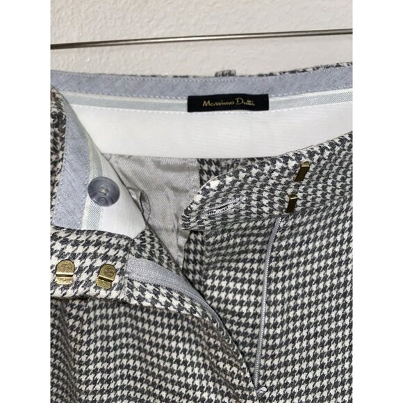 Massimo Dutti Houndstooth Wool Blend Pants Trousers Size US 4 Rolled Cuff Fitted - Picture 6 of 12